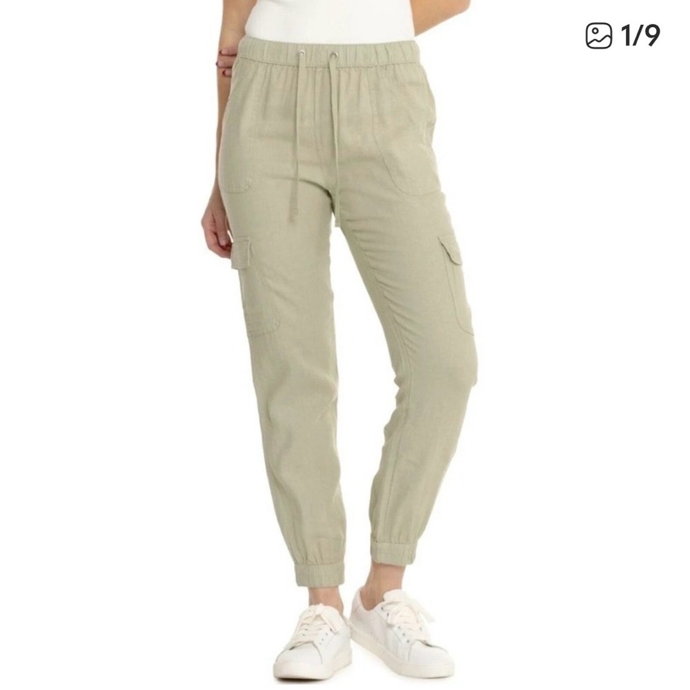 Nicole Miller Light Olive Cargo Joggers